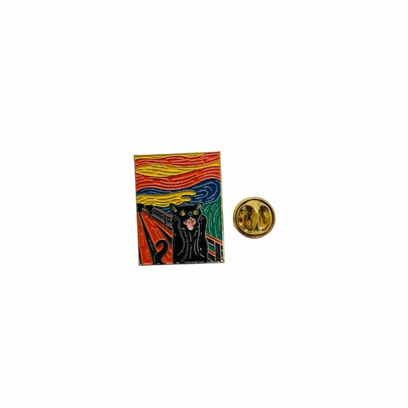 🤩Enamel Lapel Pins Oz Scream black Cat Cute Black Cat Van Gogh Art Brooch New🤩 - Picture 5 of 9